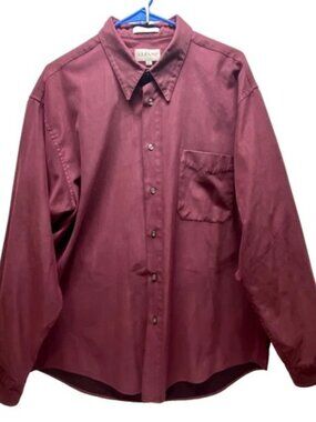 Alfani Brushed Dress Shirt Men's XL Deep Wine Twill Long Sleeve Button Down EUC